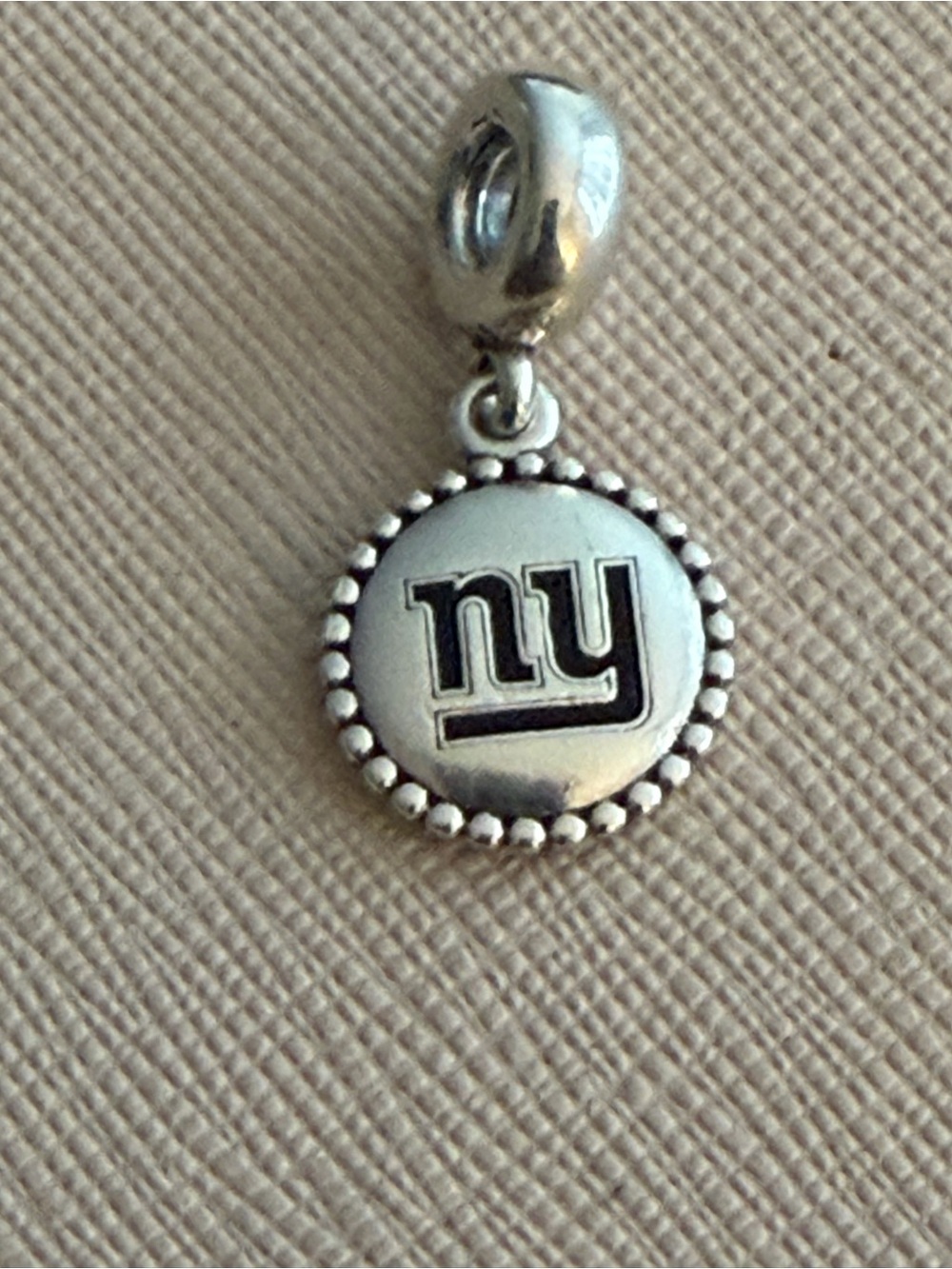 Pandora Silver Round NY Logo Dangle Charm Pendant